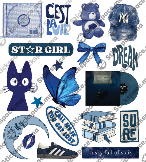 Blue Mood 3D Stickers