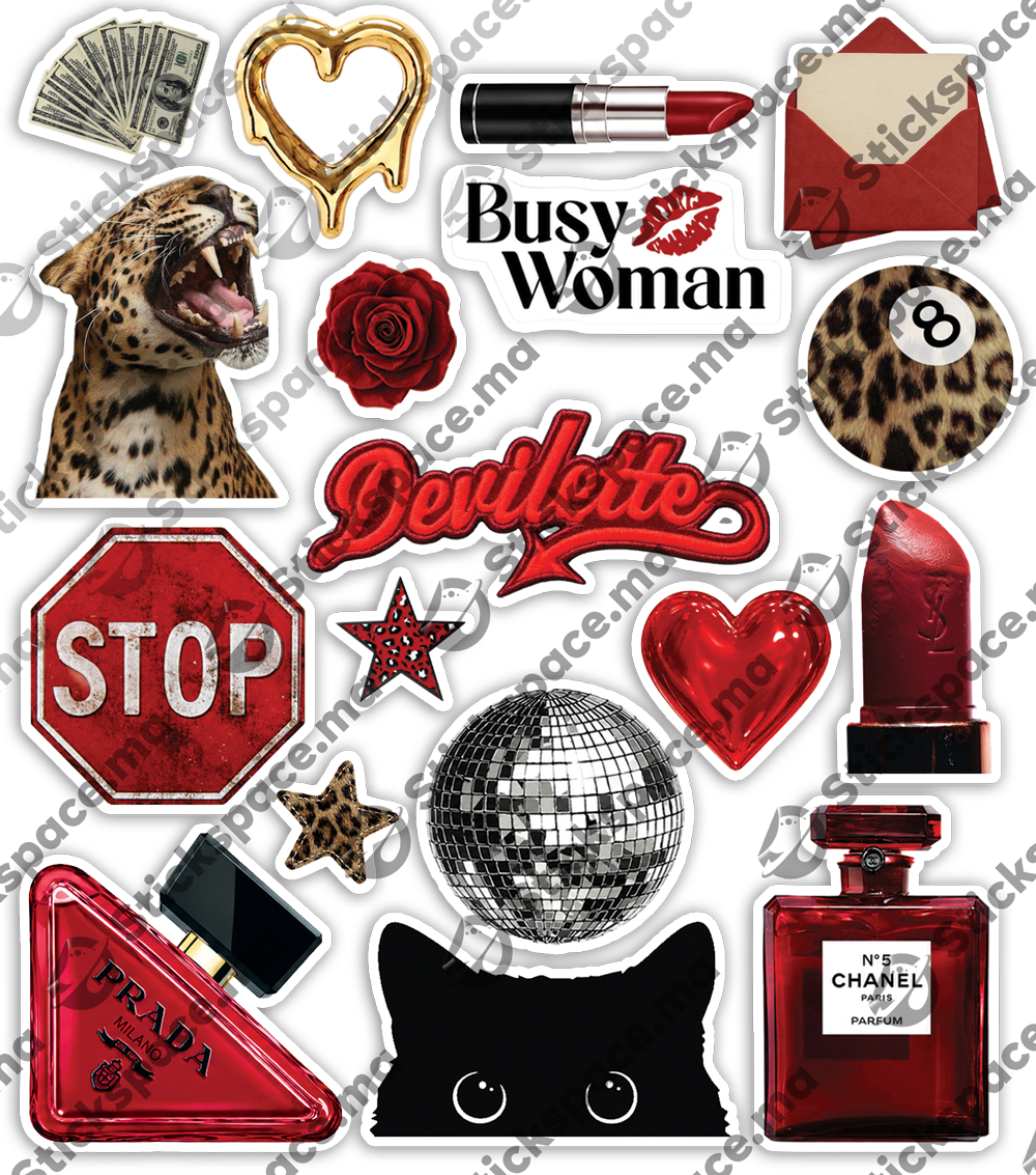 Red Diva 3D Stickers